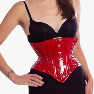 Orchard Waspie Corset, Size 20, Red Patent Leather